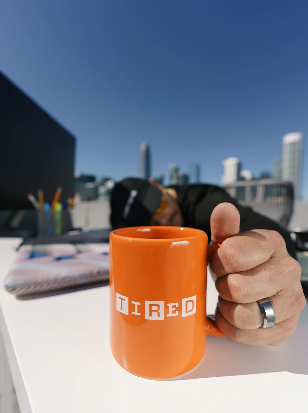 The WIRED/TIRED 11oz Coffee Mug Orange - Image 6